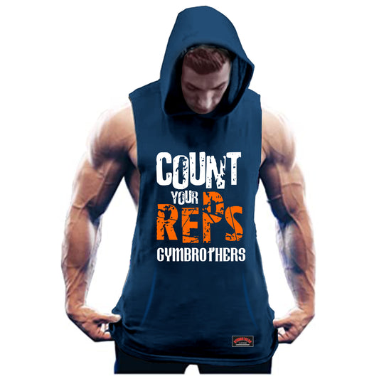 COUNT YOUR REPS Gym Hoodie Navy Blue