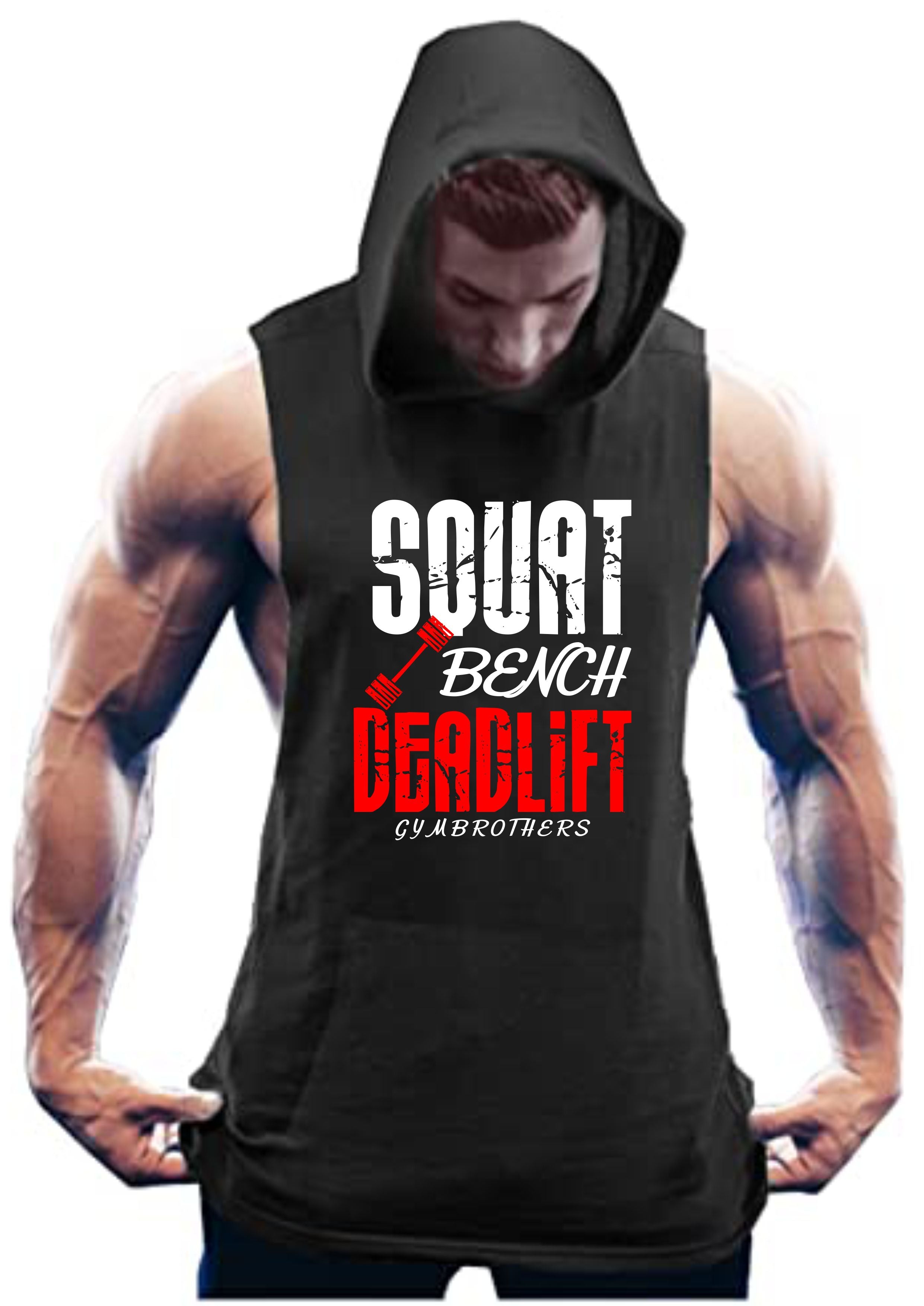 Gymbrothers Squat Bench Deadlift sleeveless gym hoodie for men