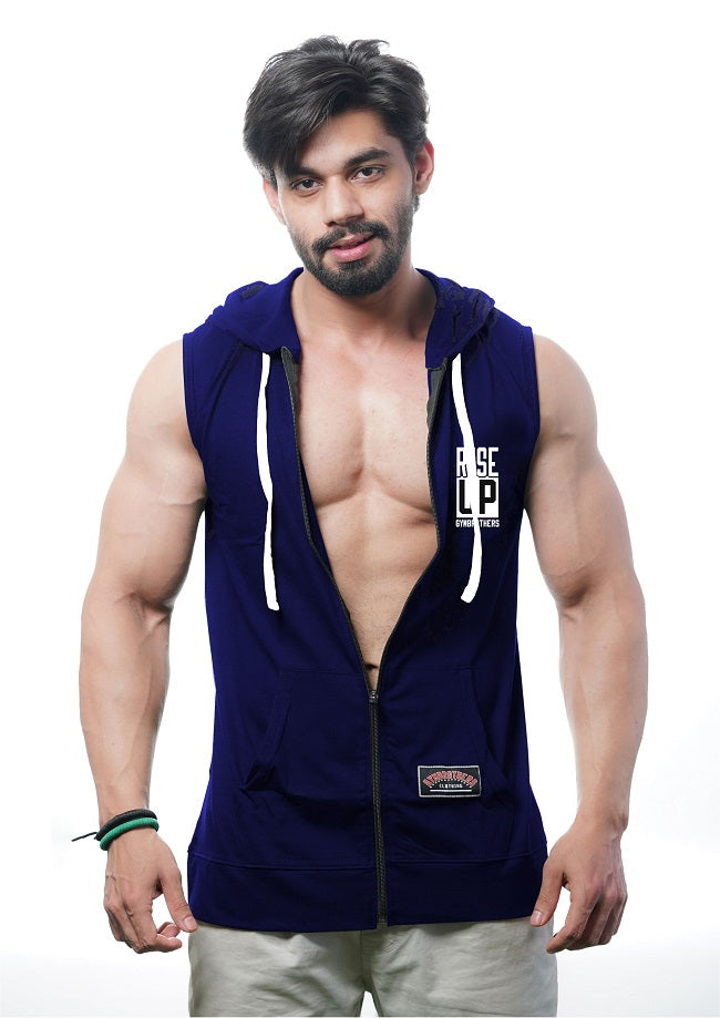 NEVER GIVE UP Sleeveless Zip Hoodie