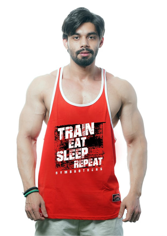 TRAIN EAT SLEEP REPEAT Gym Stringer Vest