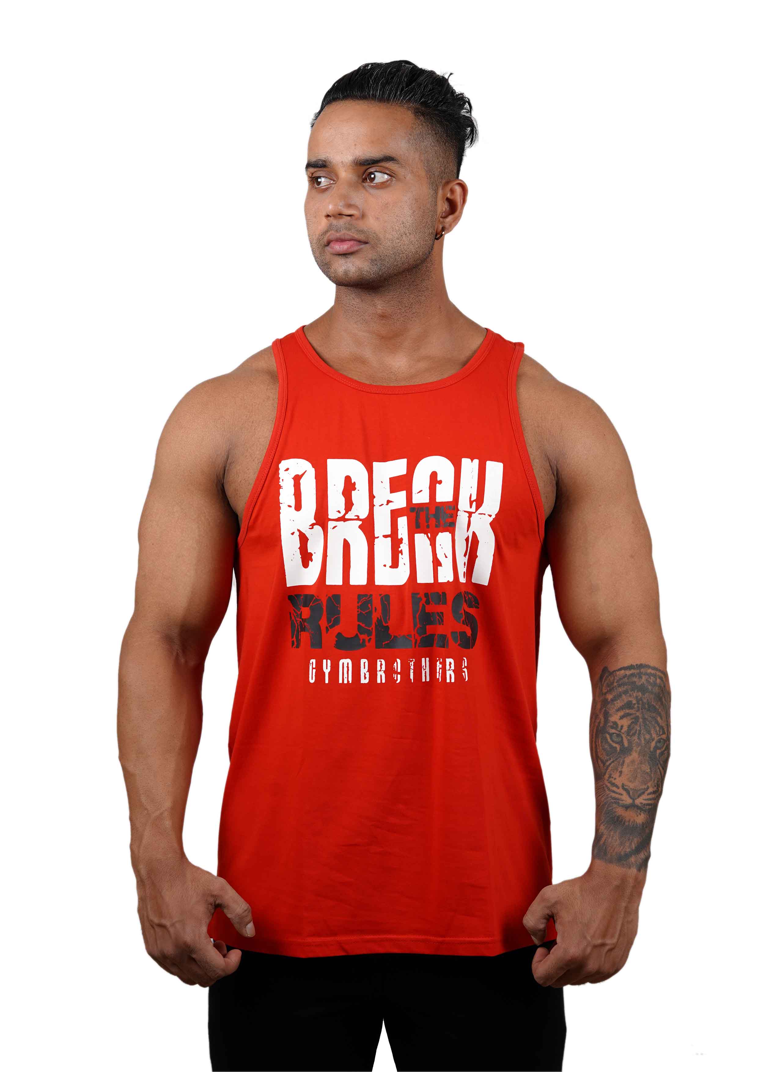 BREAK THE RULES Deep Cut Tank Top Stringer