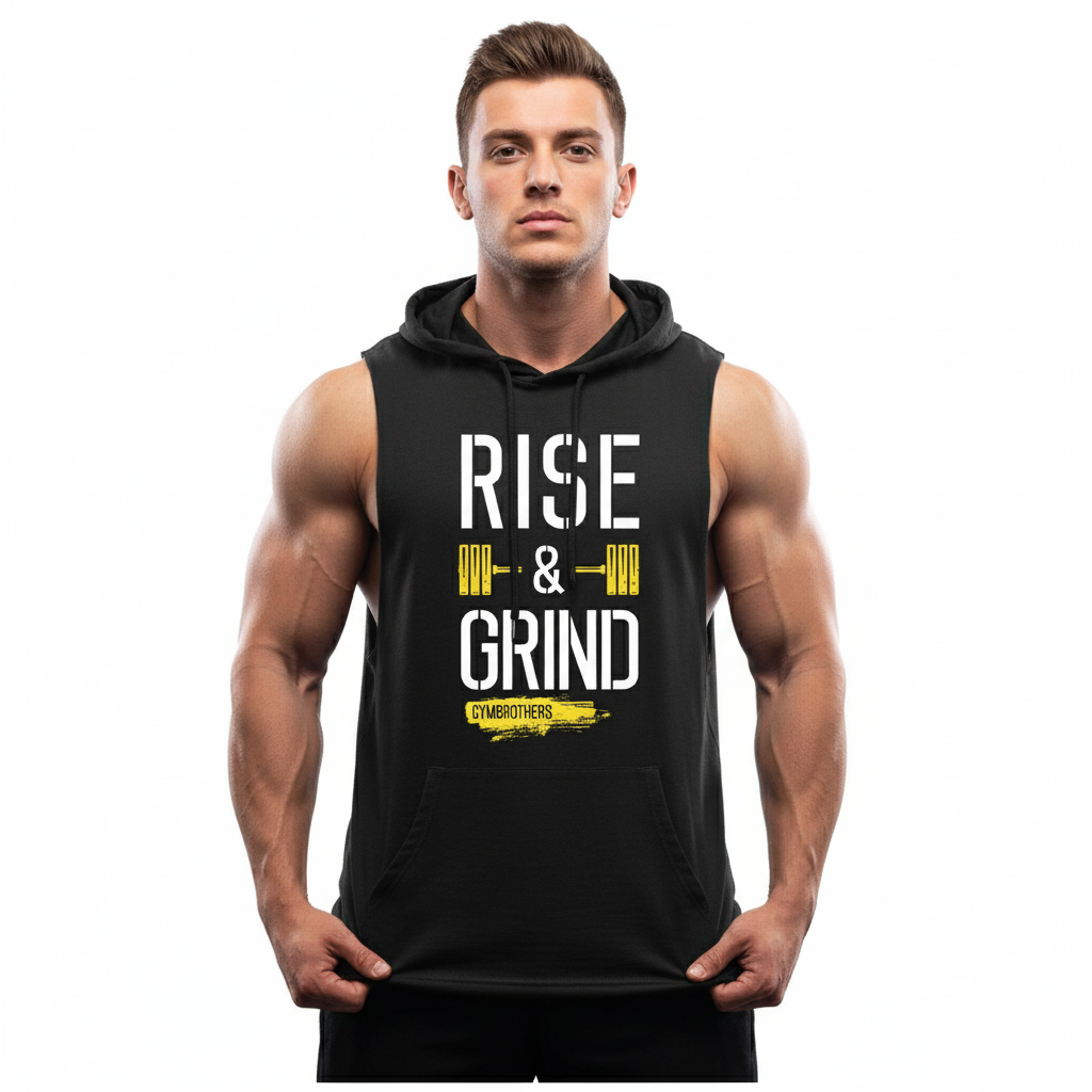 Gymbrothers Rise and Grind hoodie for men Black