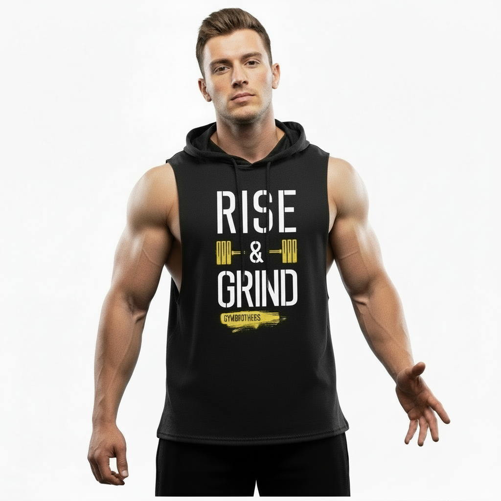 Gymbrothers Rise and Grind hoodie for men Black