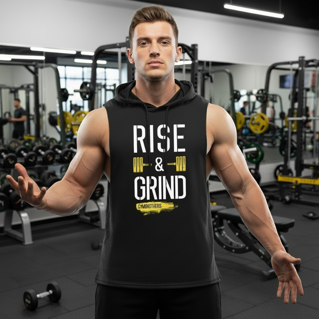 Gymbrothers Rise and Grind hoodie for men Black