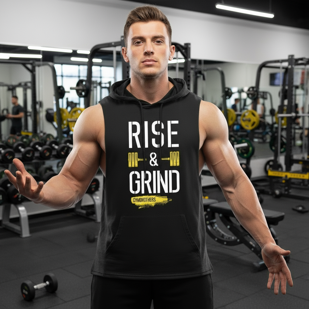 Gymbrothers Rise and Grind hoodie for men Black