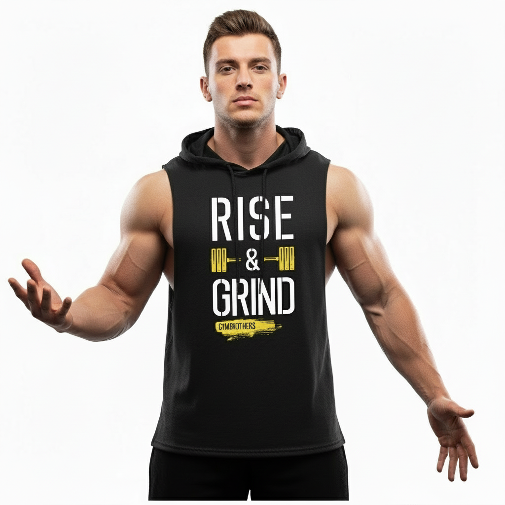 Gymbrothers Rise and Grind hoodie for men Black