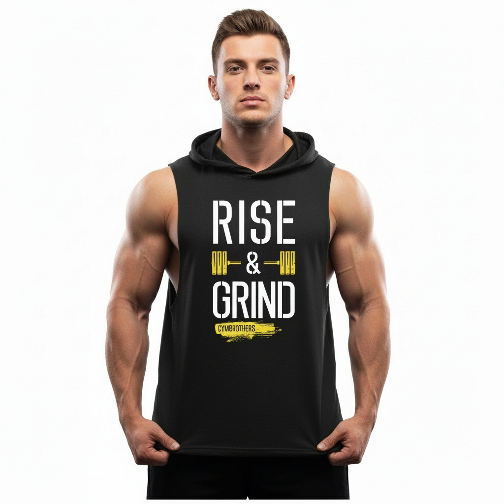 Gymbrothers Rise and Grind hoodie for men Black