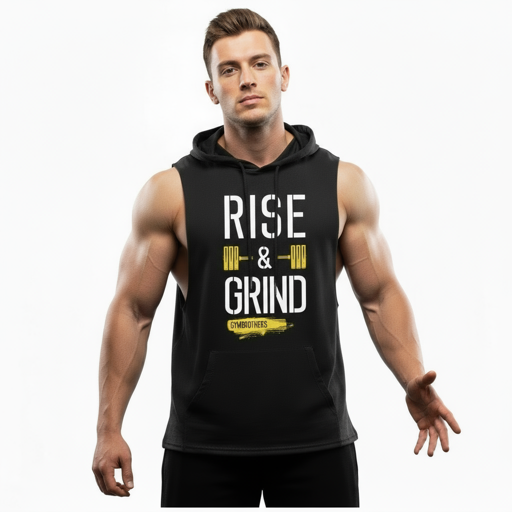 Gymbrothers Rise and Grind hoodie for men Black
