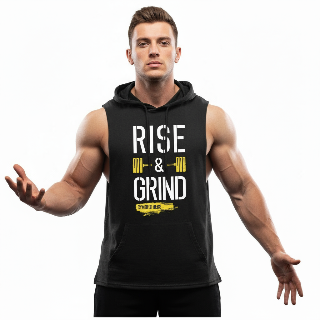 Gymbrothers Rise and Grind hoodie for men Black