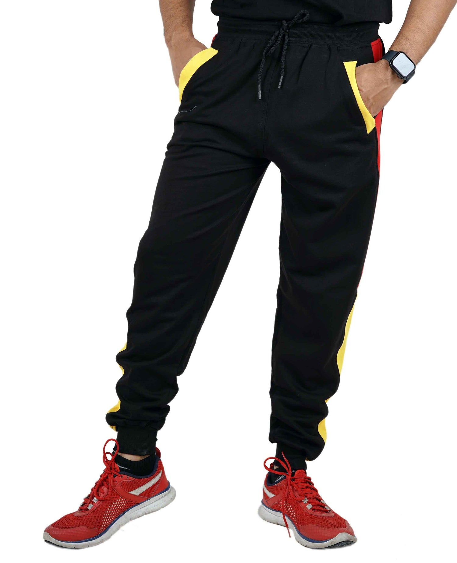 Red and yellow joggers sale