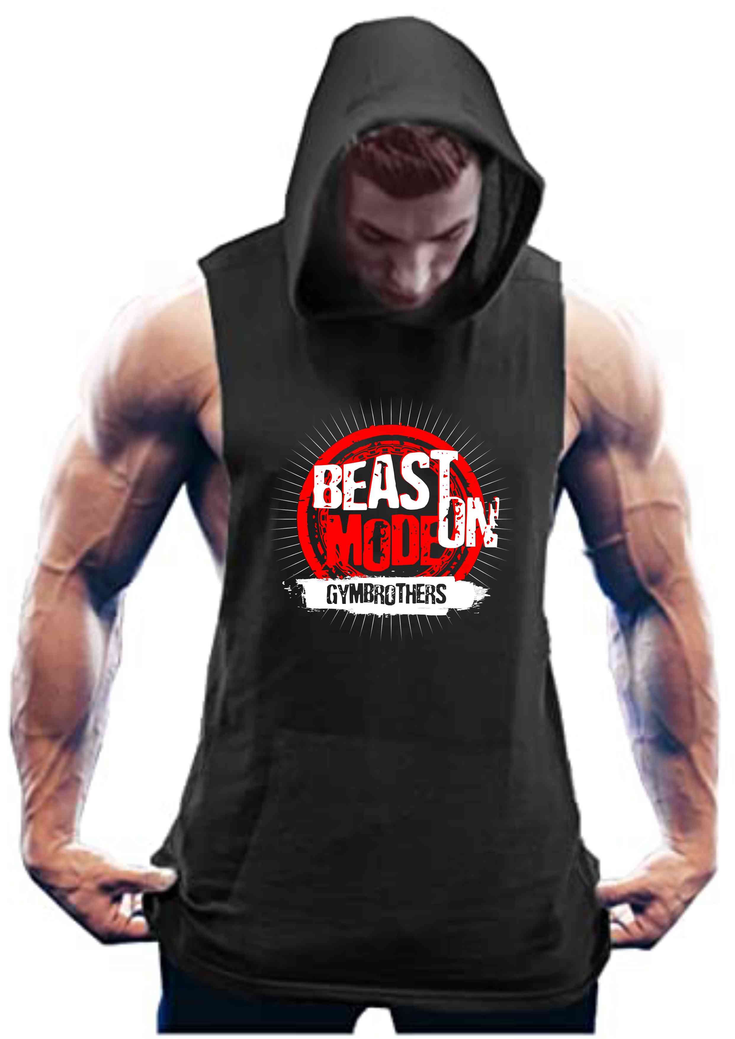 BEAST MODE ON Hoodie for Men (Circle) Black