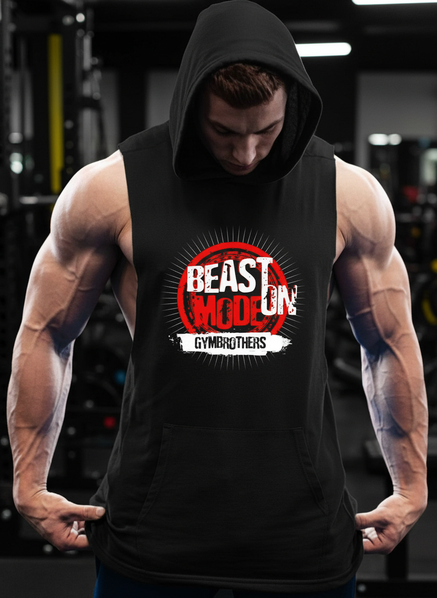 BEAST MODE ON Hoodie for Men (Circle) Black