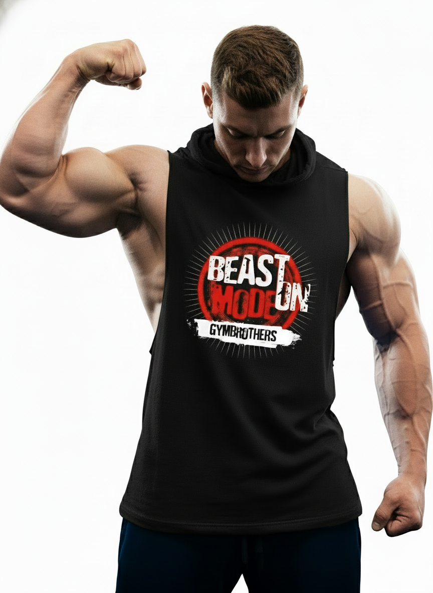 BEAST MODE ON Hoodie for Men (Circle) Black