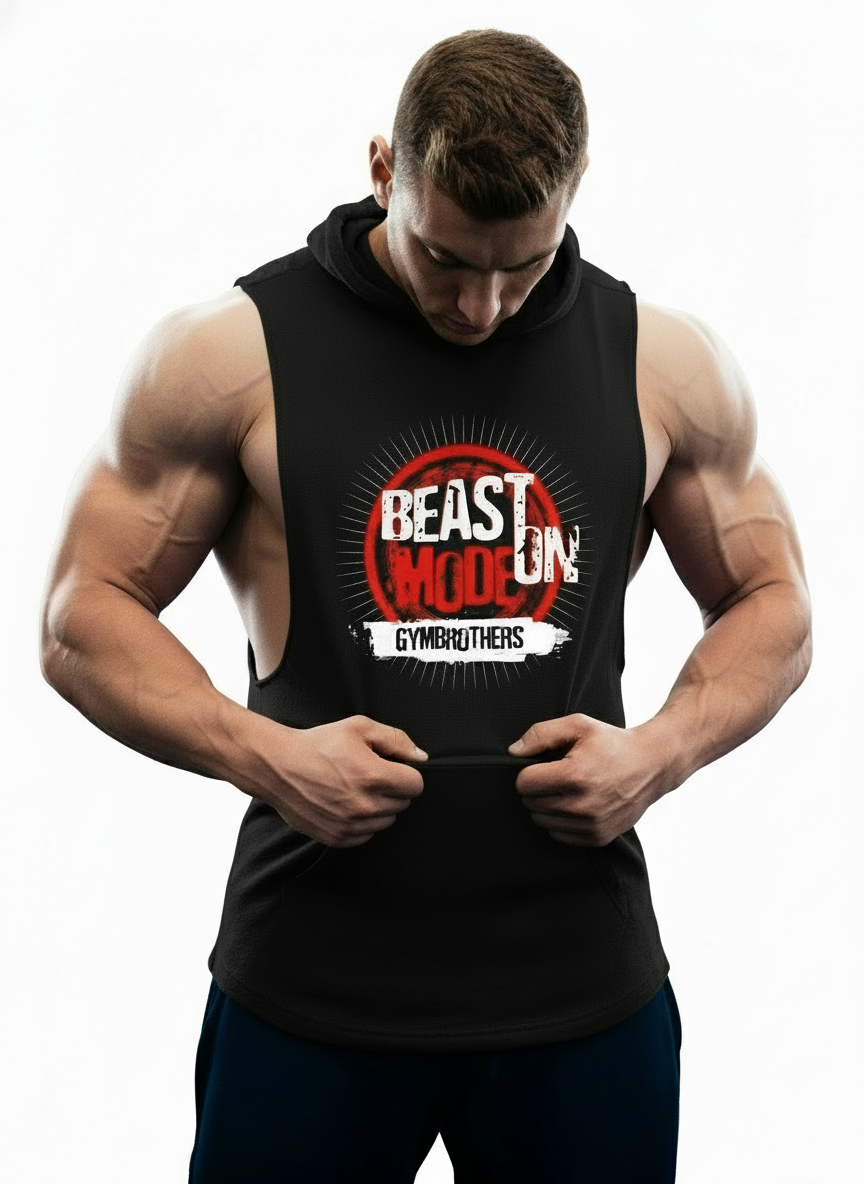 BEAST MODE ON Hoodie for Men (Circle) Black