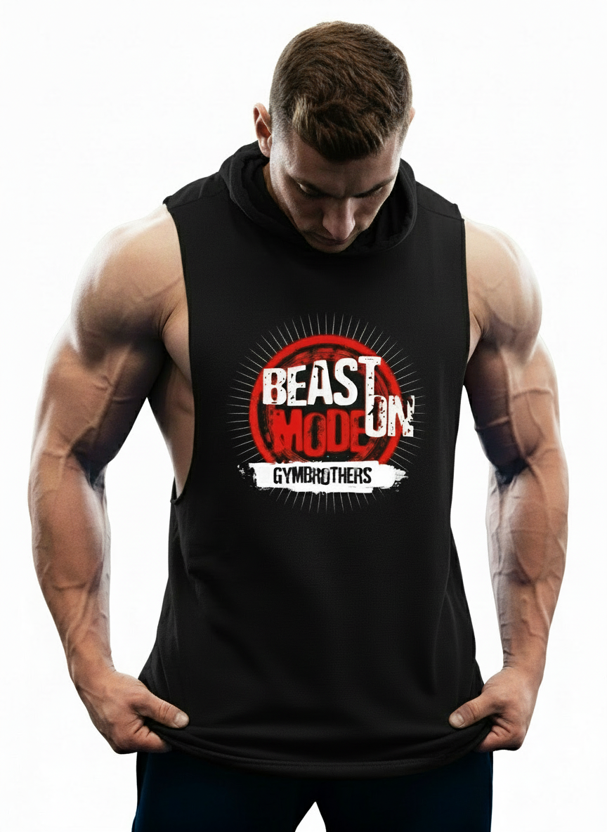 BEAST MODE ON Hoodie for Men (Circle) Black