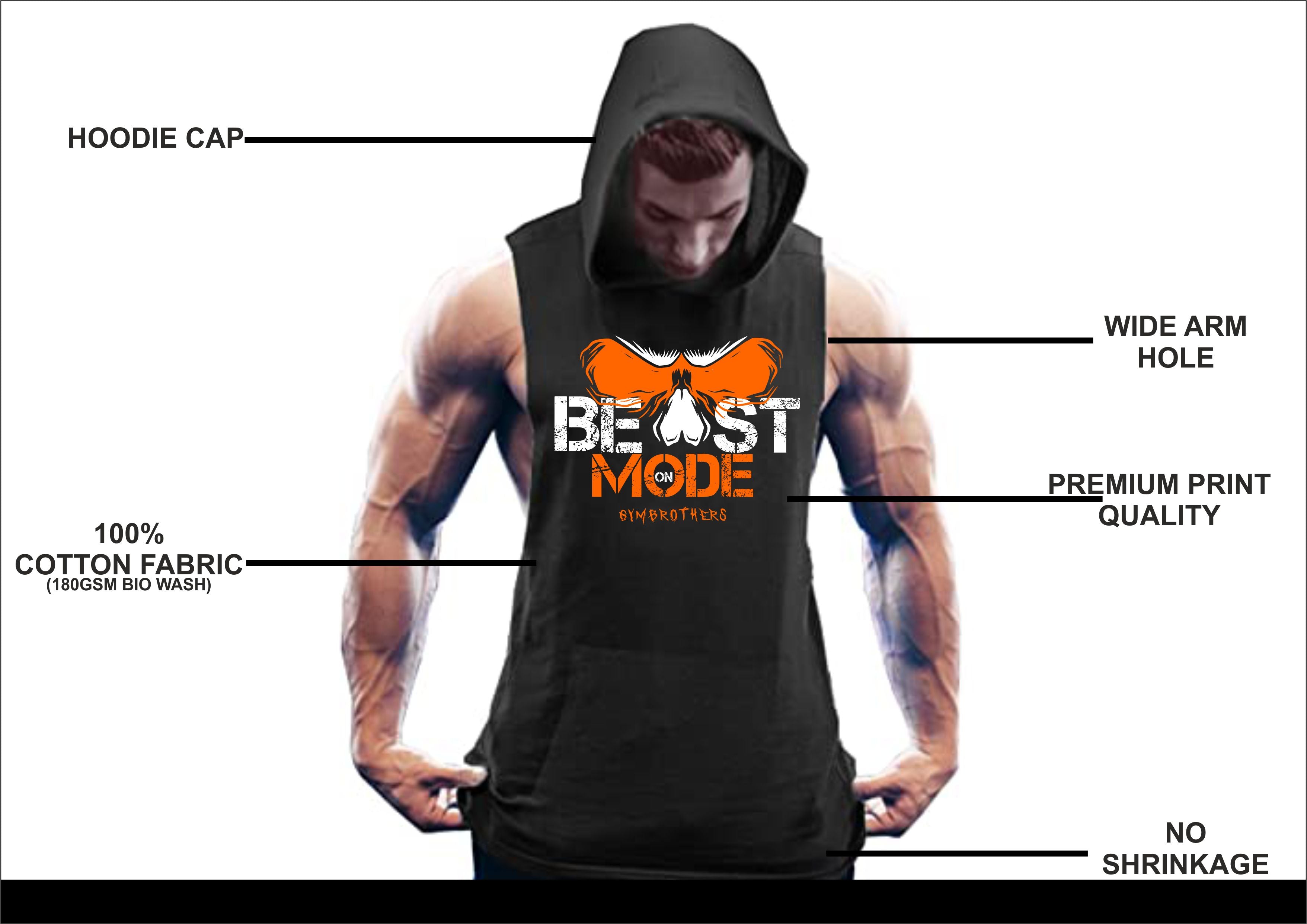BEAST MODE ON Gym Hoodie (Eyes) Black