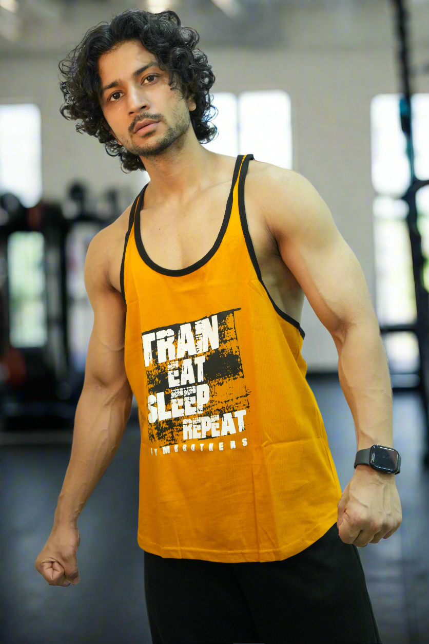 TRAIN EAT SLEEP REPEAT Men's Gym Stringer