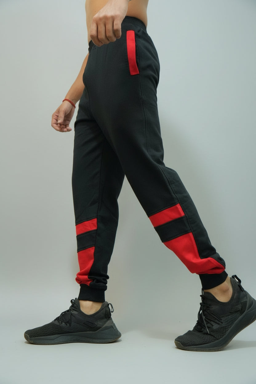BLACK JOGGER Bottom Red Striped