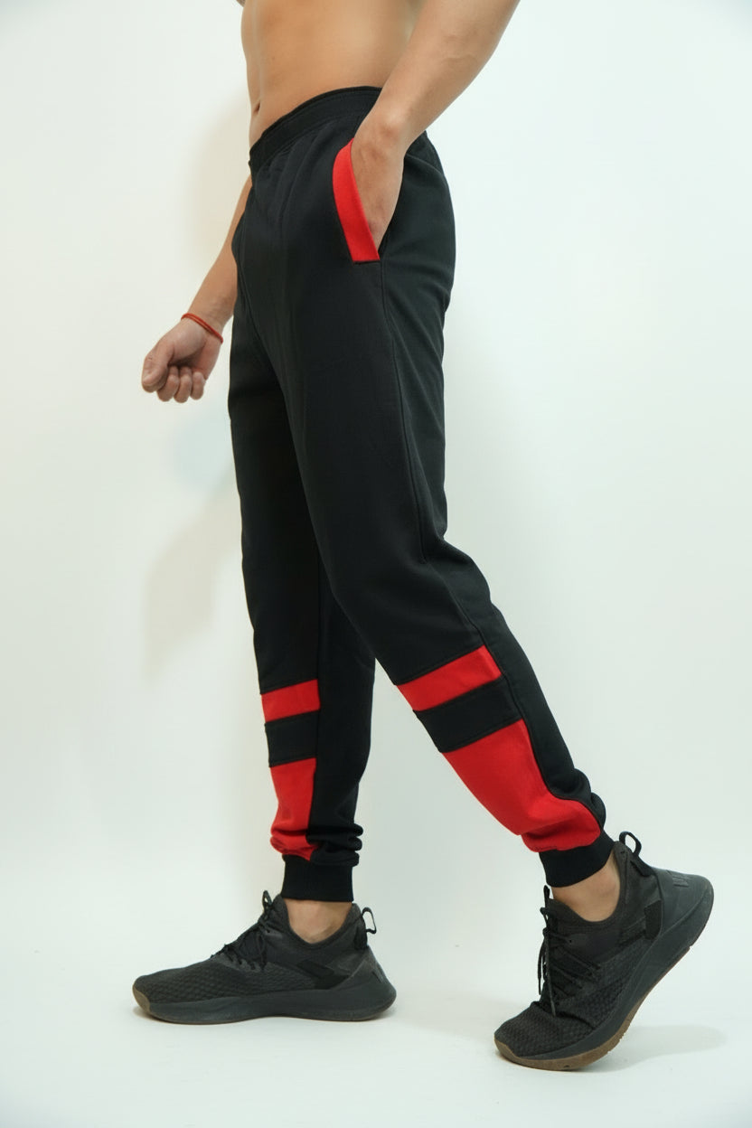 BLACK JOGGER Bottom Red Striped