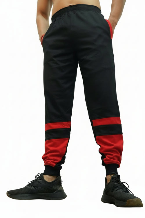 BLACK JOGGER BOTTOM RED STRIPED