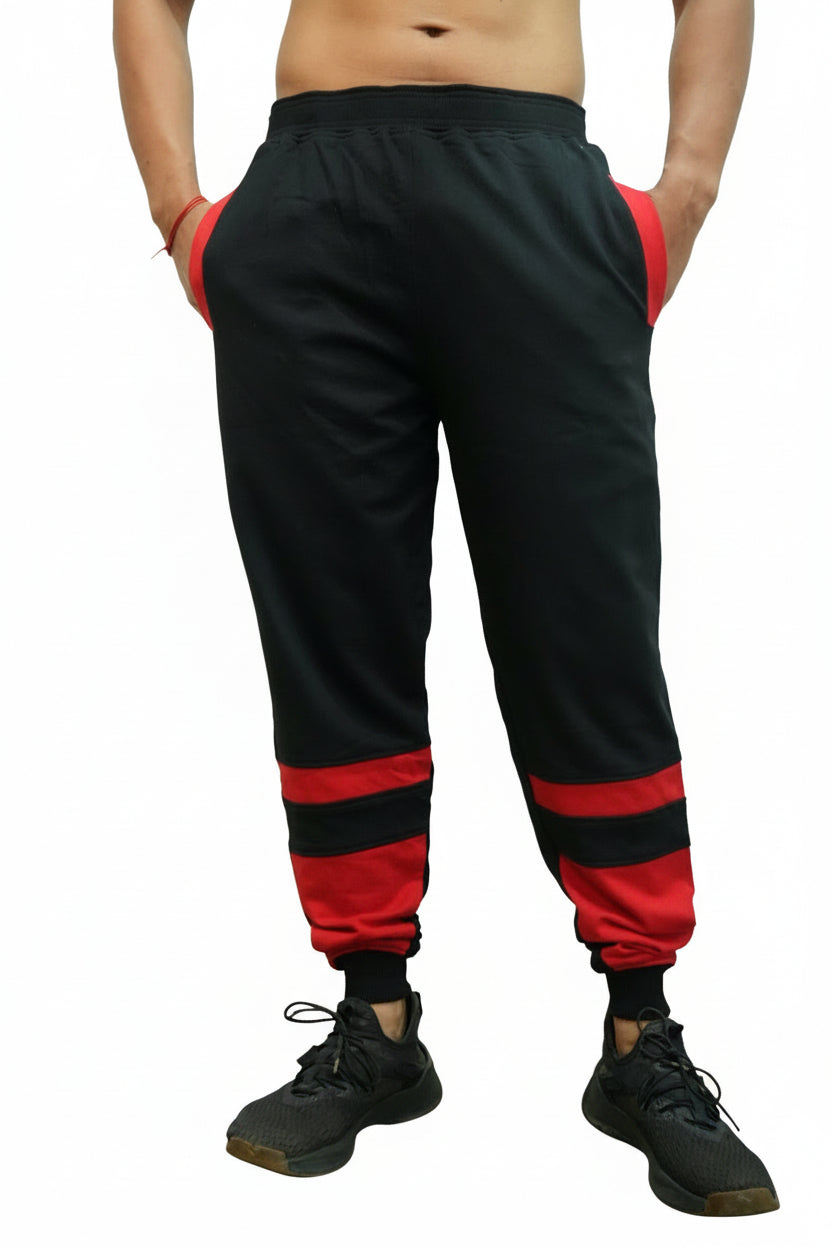 BLACK JOGGER Bottom Red Striped