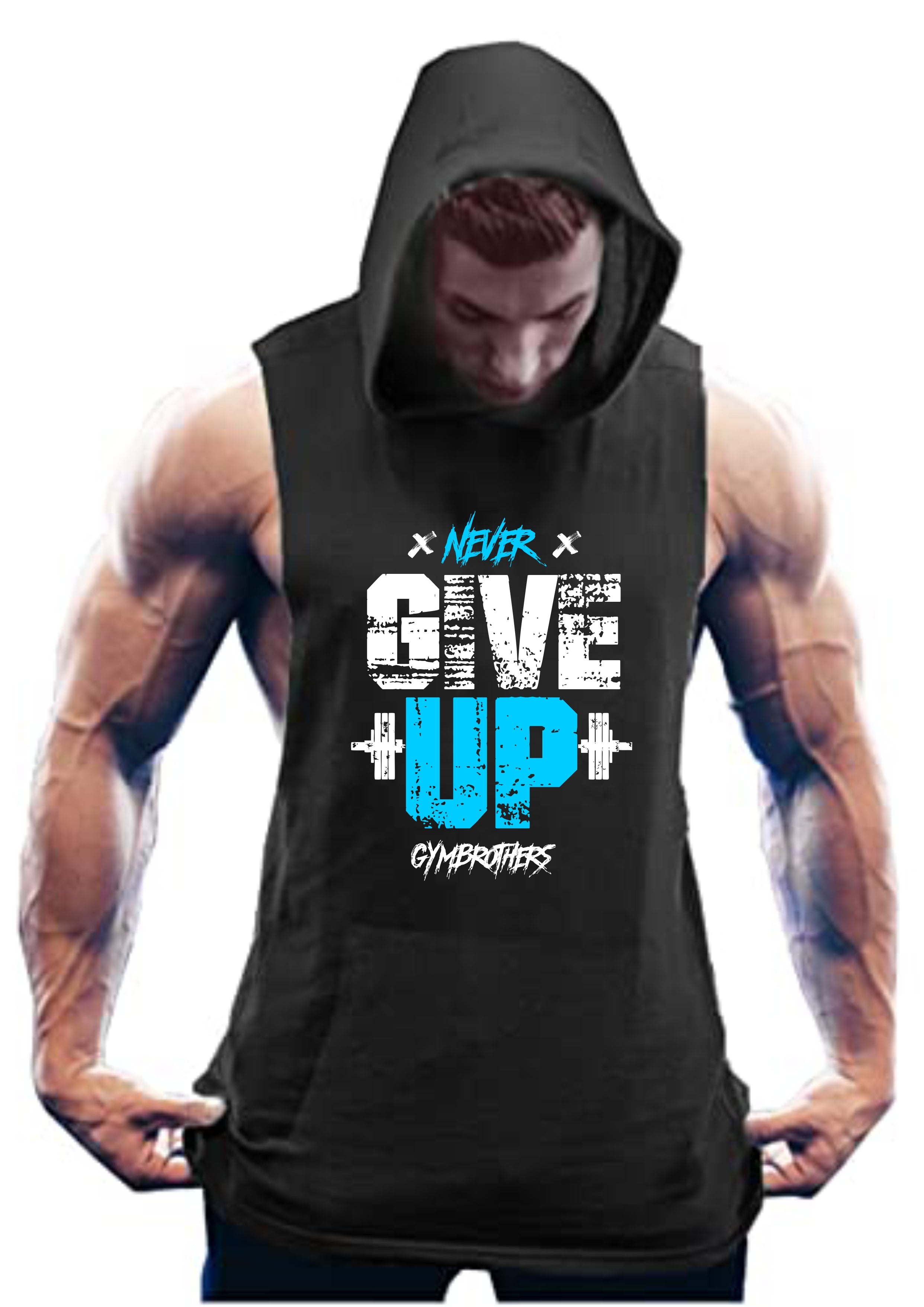 NEVER GIVE UP GYM HOODIE (BLACK)