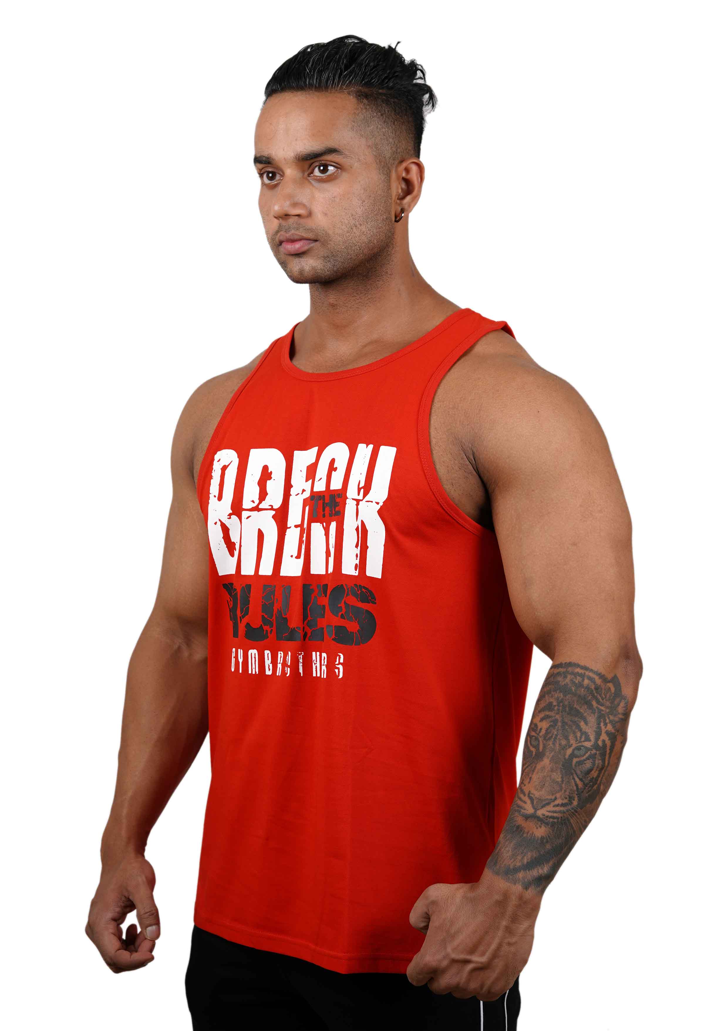 BREAK THE RULES Deep Cut Tank Top Stringer