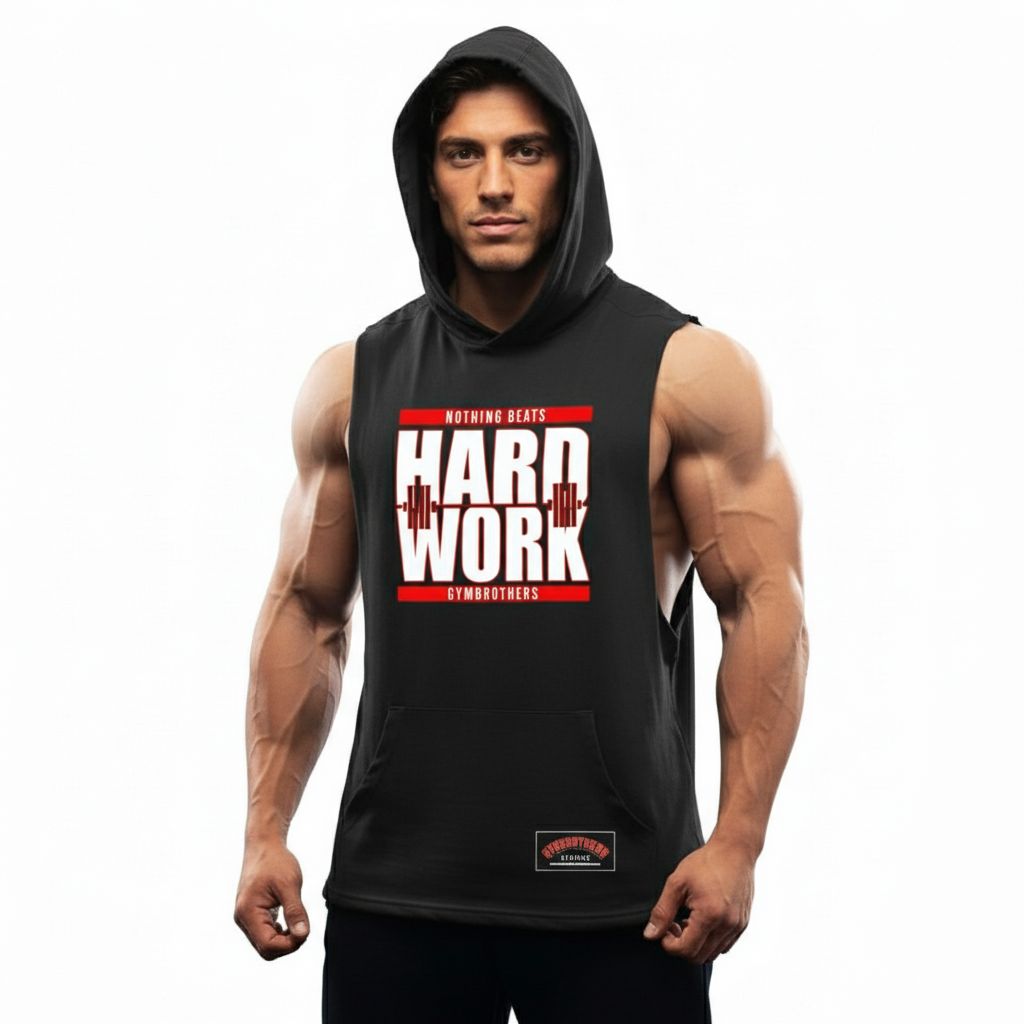 Gymbrothers Nothing Beats Hardwork gym hoodie Black