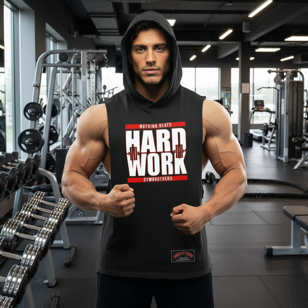 Gymbrothers Nothing Beats Hardwork gym hoodie Black