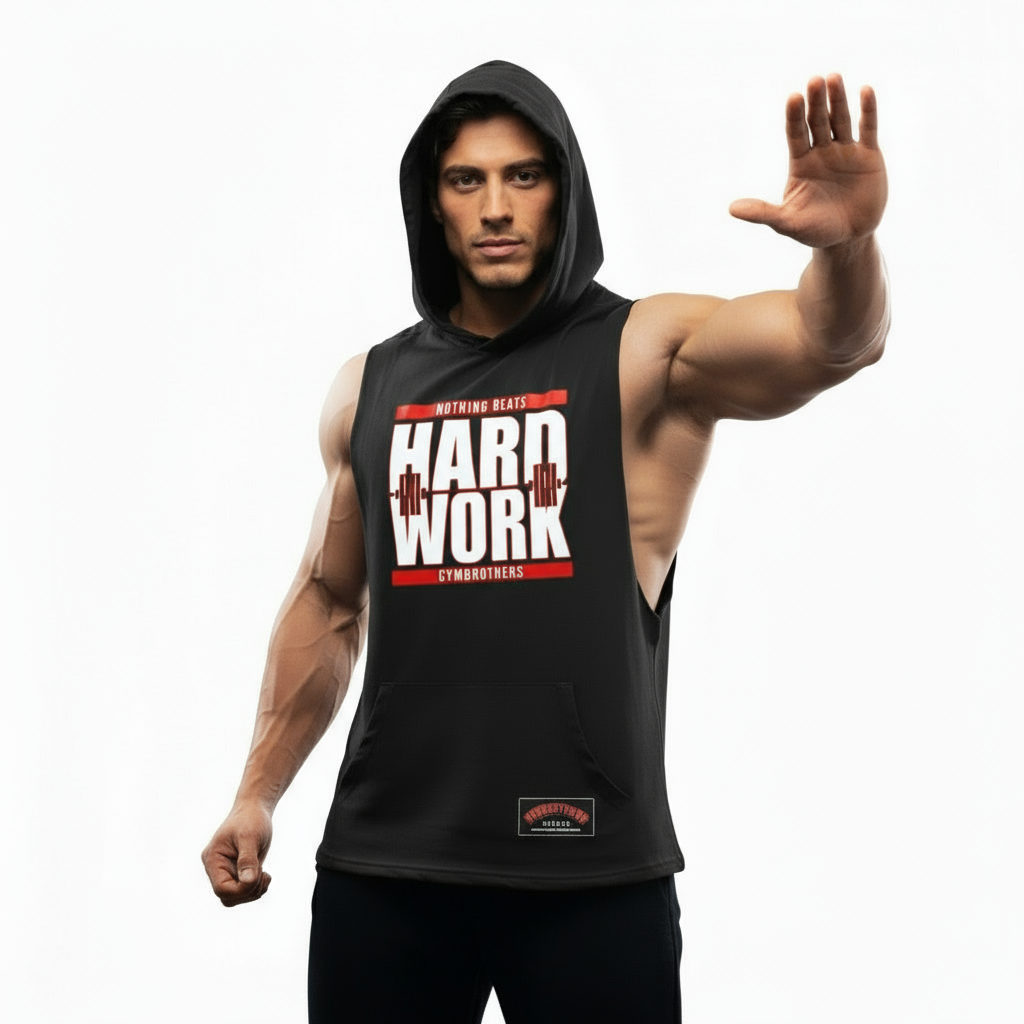 Gymbrothers Nothing Beats Hardwork gym hoodie Black