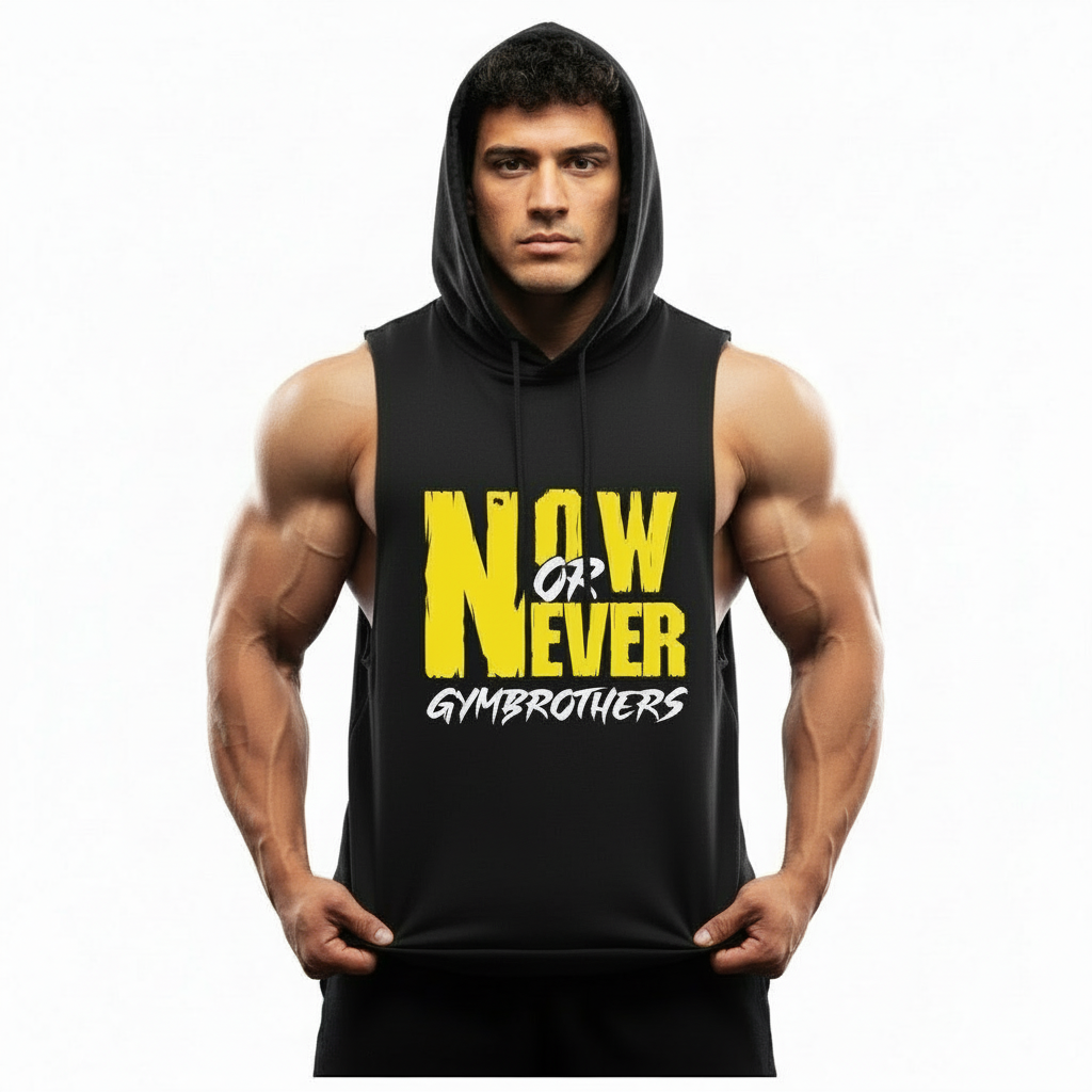 Gymbrothers Now Or Never gym hoodie Black