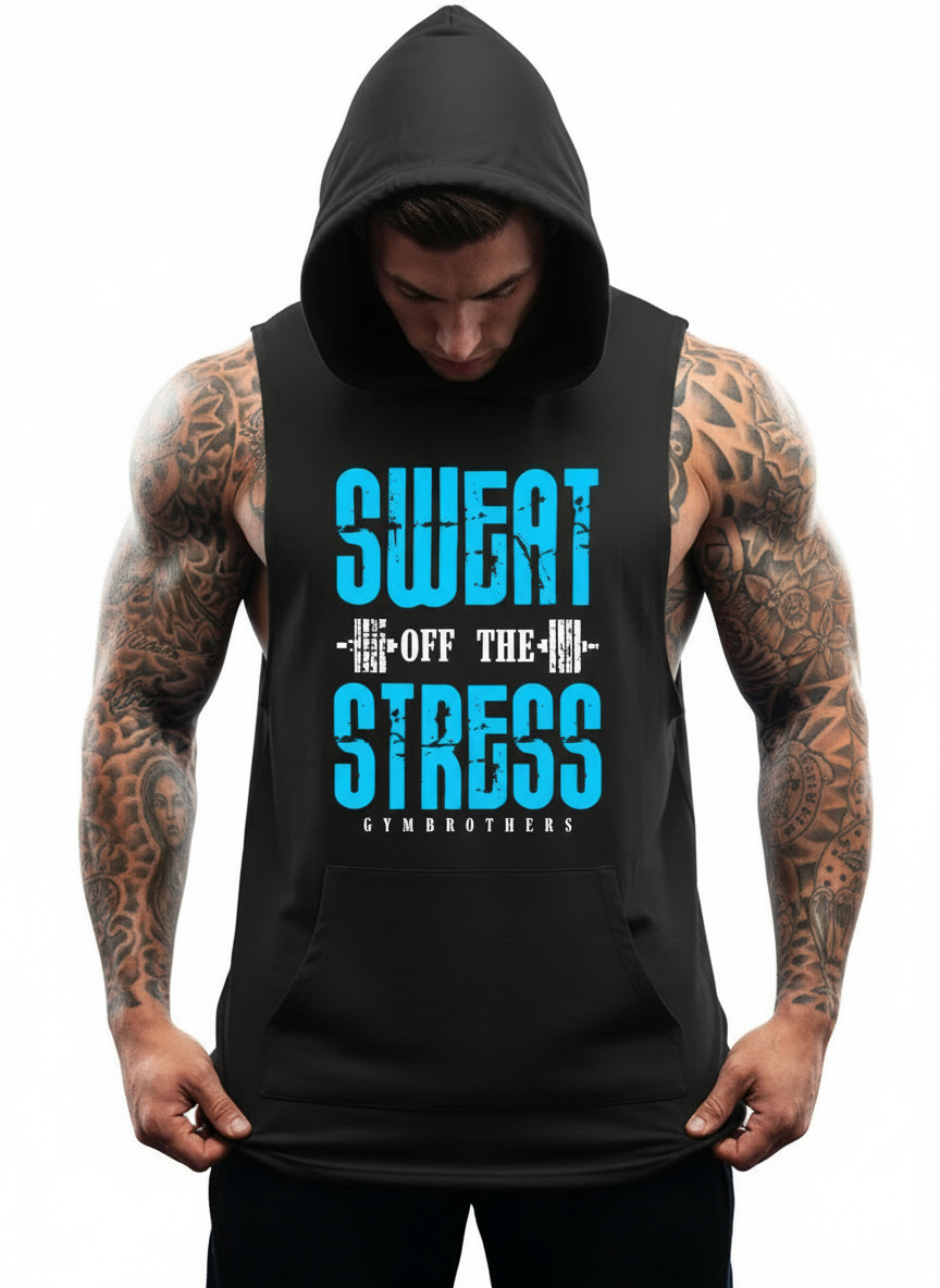 Gymbrothers Sweat Of The Stress gym hoodie for men Black