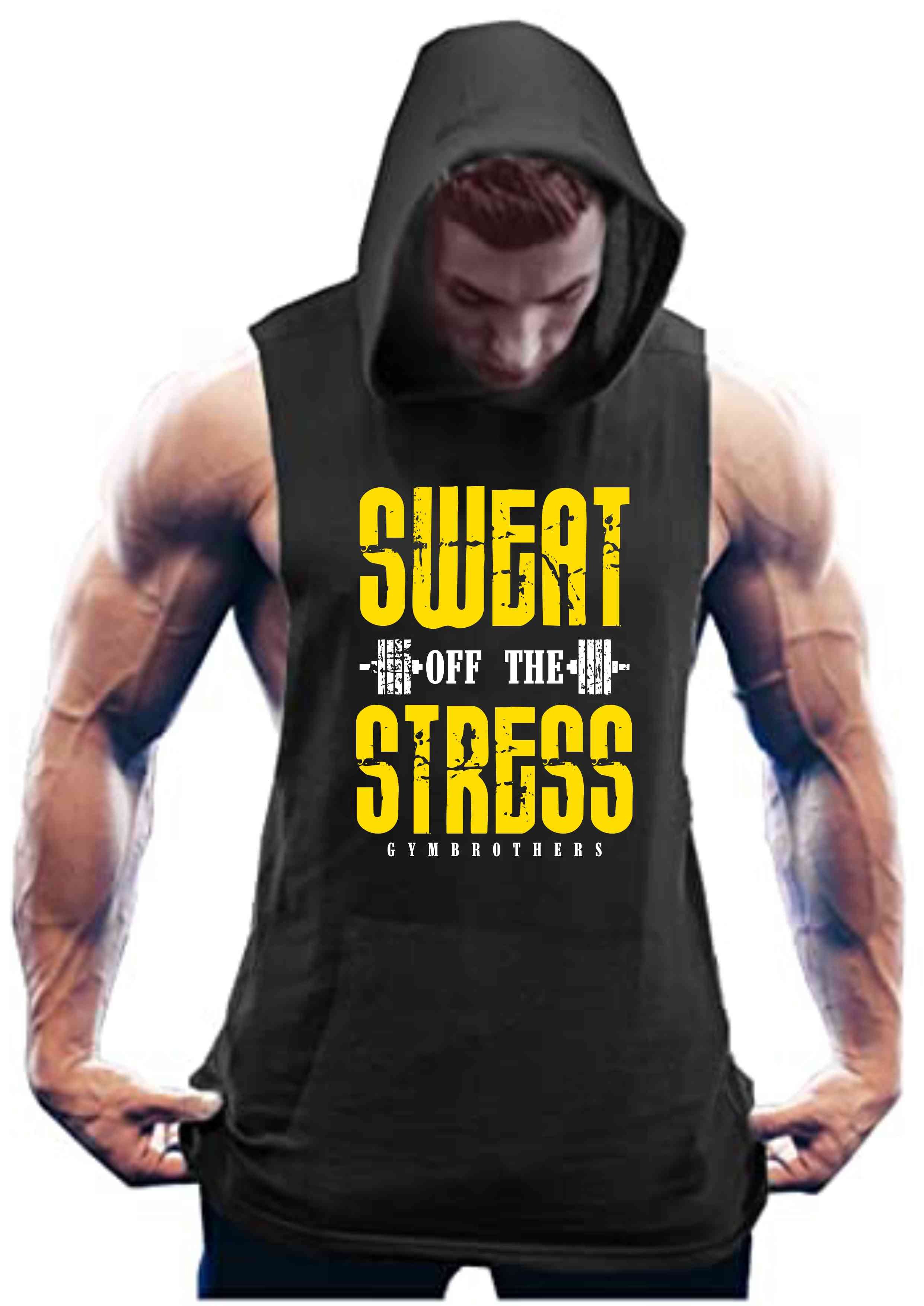 SWEAT OF THE STRESS Hoodie for Men (BLACK)