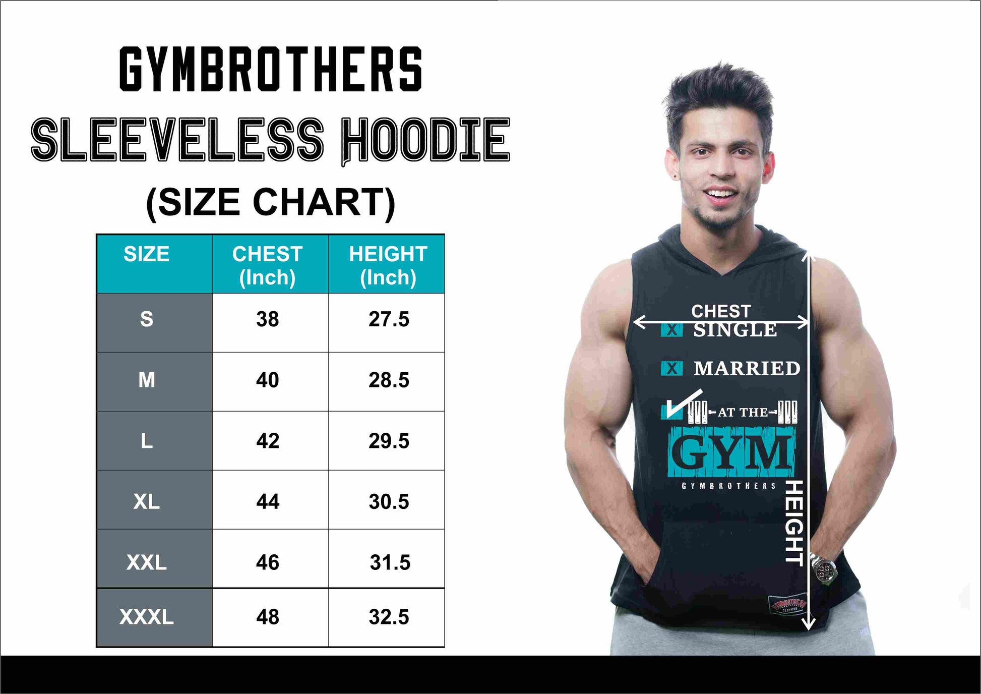 SINGLE MARRIED AT THE GYM Hoodie for Men (BLACK)