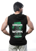 DREAM BIG Men's Sleeveless Zip Hoodie (Black)