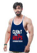 COUNT YOUR REPS Men's Gym Stringer Navy Blue