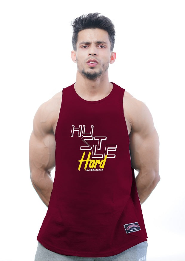 HUSTLE HARD Deep Cut Tank Top Stringer
