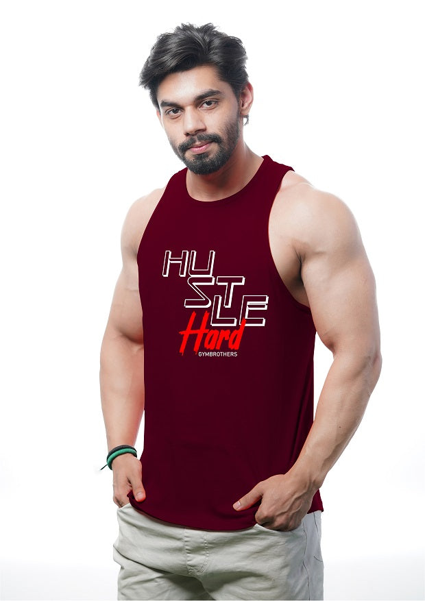 HUSTLE HARD Deep Cut Tank Top Stringer