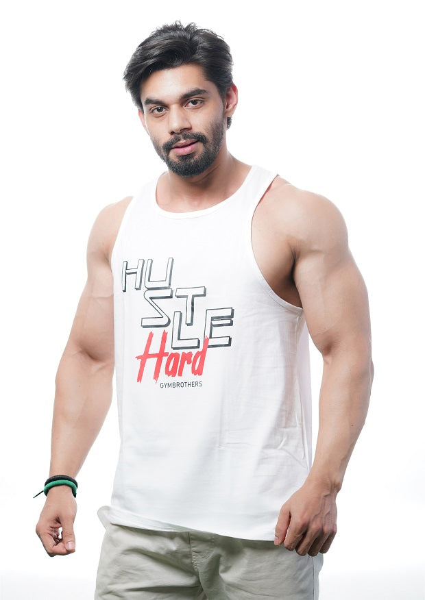 HUSTLE HARD Deep Cut Tank Top Stringer