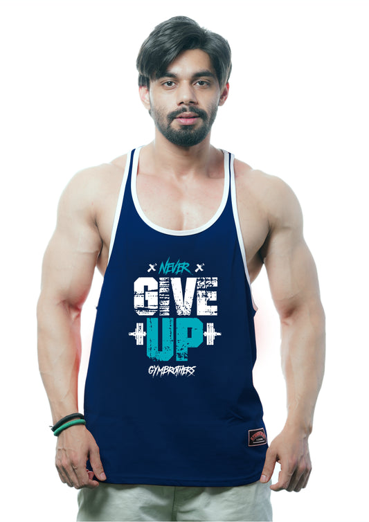 NEVER GIVE UP Gym Stringer (NAVY)